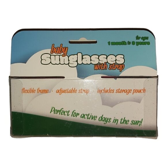 Pink Baby Sunglasses W/Strap For Girls With Purple Case UV400 - Picture 6 of 7